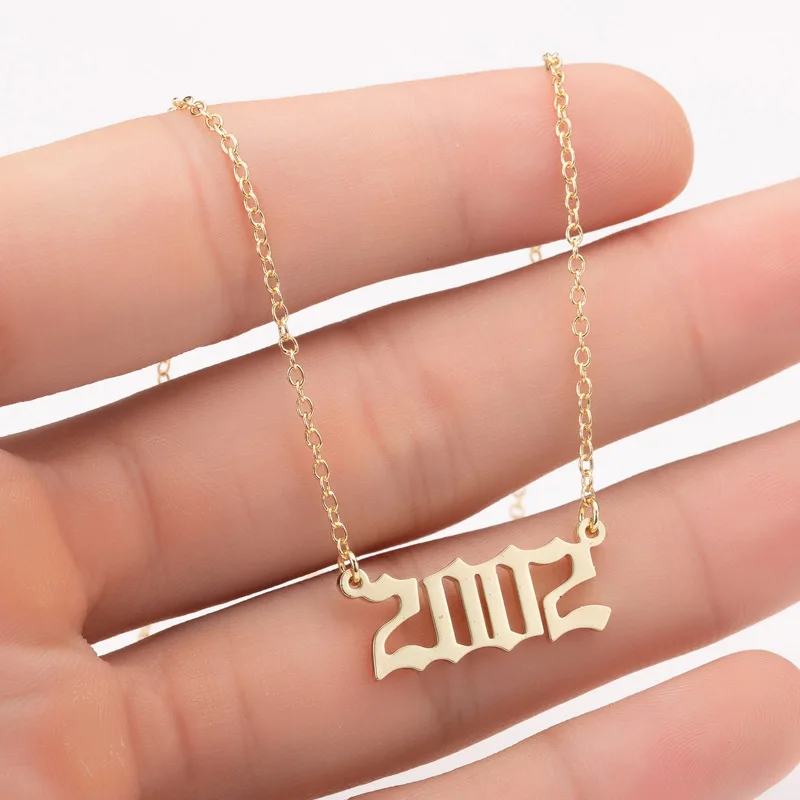 2002 Women Personalized Necklace Special Date Year Number Necklace girl1994 1995 1996 1997 1998 1999 from 1980 to 2002 chain Jewelry - Окраска металла: 2002