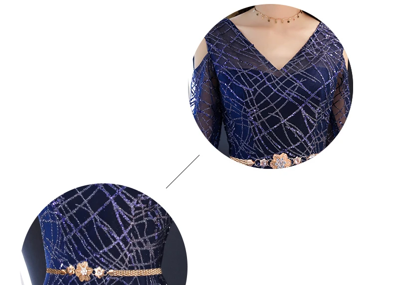 Современный хост Элегантные Длинные Cheongsam синие вечерние платья Qi Pao женское традиционное китайское платье Qipao Promoiton кружевное нарядное платье