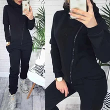 

Hooded Jumpsuit For Women Fleece Zipper Pocket Long Sleeve Rompers Solid Warm 2021 autumn winter new Fashion
