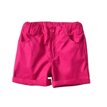 Для девочек шорты с застежкой "молния" для малышей и мальчиков постарше девочек малинового цвета с аппликацией Повседневное летние шорты Детская одежда от a Generation of Fat