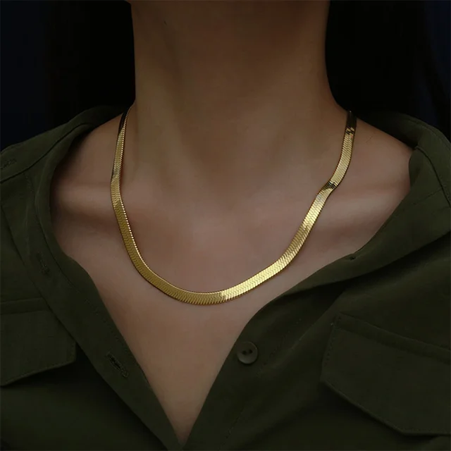 Collana in oro 24 carati di moda 4MM/collana con lama muslimata catena con osso di serpente regali di gioielli da uomo e da donna 1