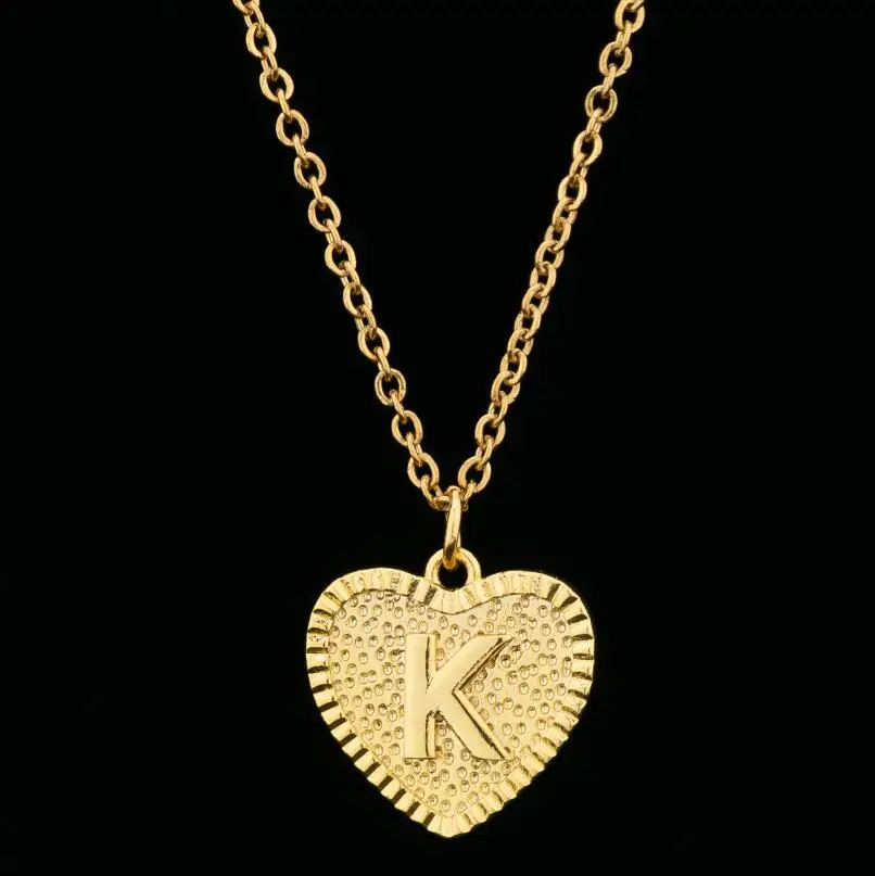 Fashion Tiny Heart Initial Necklace Gold Color Cut Letters Single Name Choker Necklace For Women Pendant Jewelry Collars Gift Fashion Tiny Heart Initial Necklace Gold Color Cut Letters Single Name Choker Necklace For Women Pendant Jewelry Collars Gift