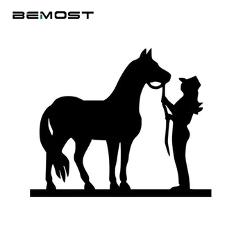 

BEMOST Car Sticker Reflective Decoration Decal Woman Cowgirl With Horse Styling Car Accessoires Suitable for full body 14.5*14cm
