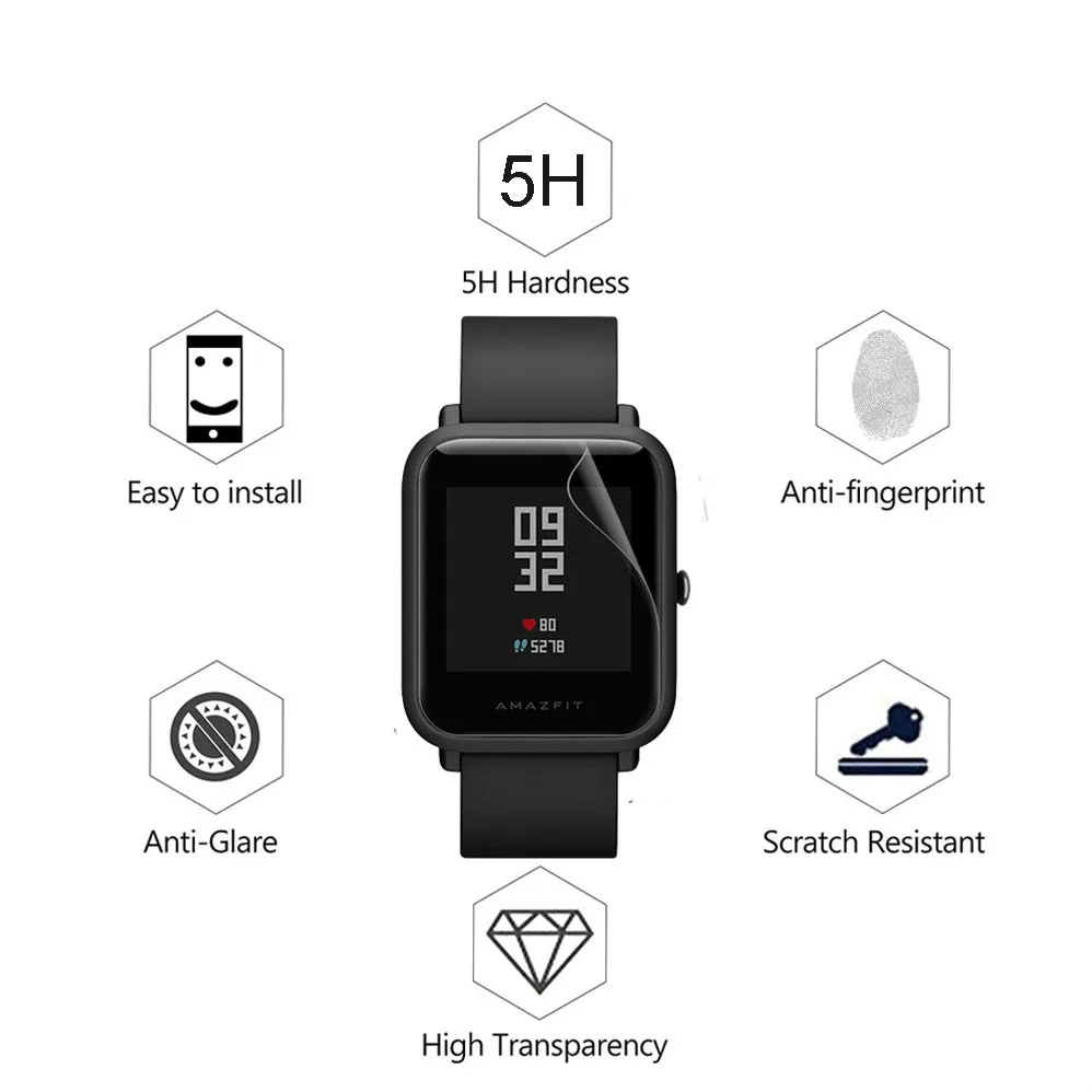 Для смарт-часов Huami Amazfit Bip, прозрачные, 2 шт, ТПУ, защита экрана/матовая, для Amazfit Stratos Pace Verge, пленка, не закаленное стекло