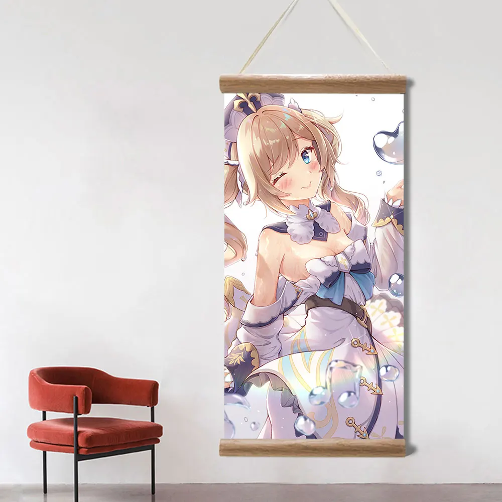 Genshin Impact Poster Barbara Ganyu Xiao Sexy Anime Picture Wall Canvas Posters Art Game Scroll Paintings for Living Room Decor