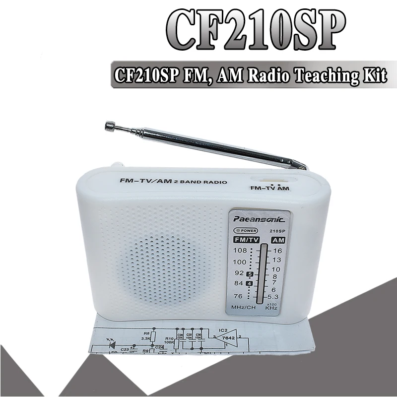 El kit de bricolaje de radio AM/FM de doble banda conjunto electrónico CF210SP Rango de frecuencia de recepción AM/FM 525-1605KHz 76-108 MHz Circuito del amplificador de potencia adopta TDA2822 