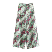 Women Autumn Floral Print High Waist Loose Wide Leg Pant Womens Loose Wide Leg Pant Womens Trousers