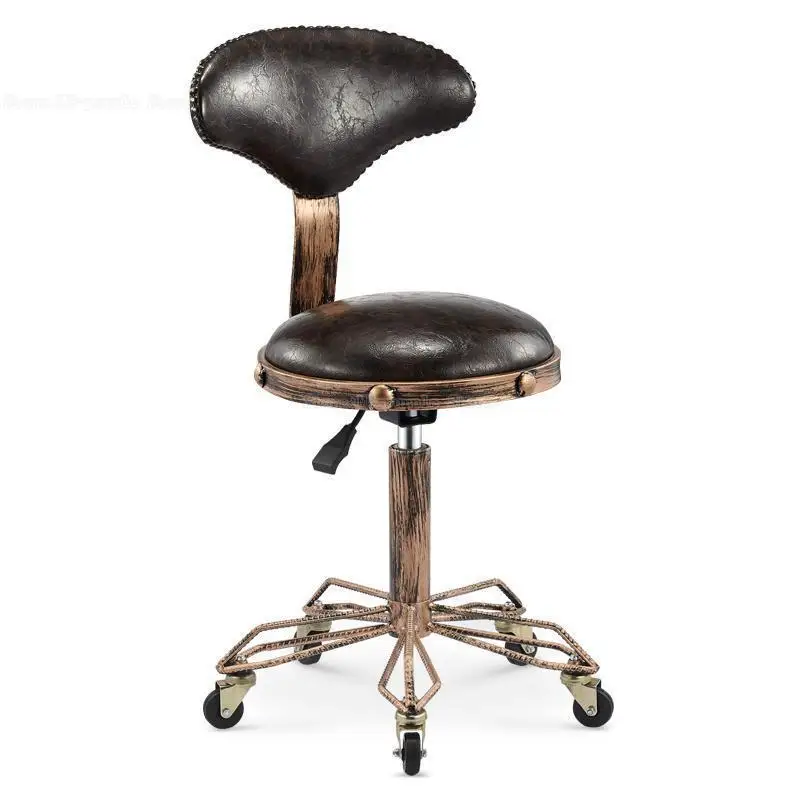 Регулируемые по высоте стулья для вышивки ногтей с высокой эластичной губкой ретро бронзовое парикмахерское кресло вращающееся подъемное кресло для красоты - Цвет: Style 5