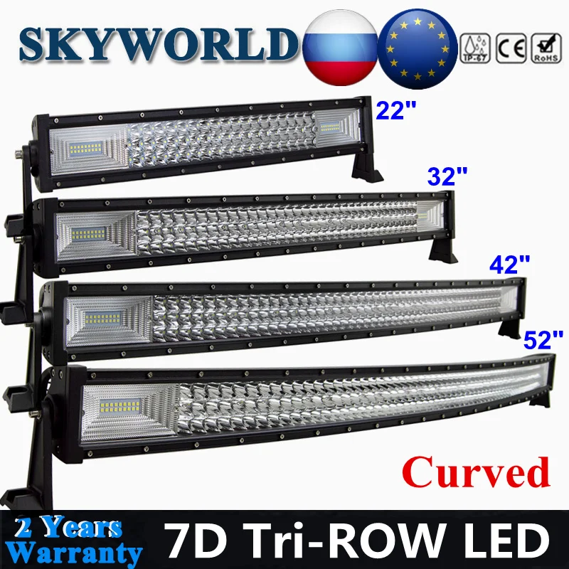 

22 32 42 52inch Curved LED Offroad Light Bar 7D Tri-Row Combo LED Beam Bar Driving Lamp For UAZ 4X4 Tractor Truck ATV 4WD 12/24V