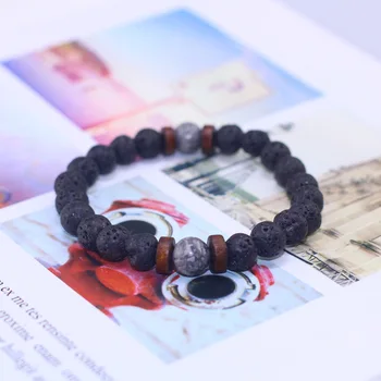 

Stone bracelet/beads/lava/natural/homme/fashion/bangles Bracelet Men Wooden bead Accessorie Jewelry male Valentine Gift