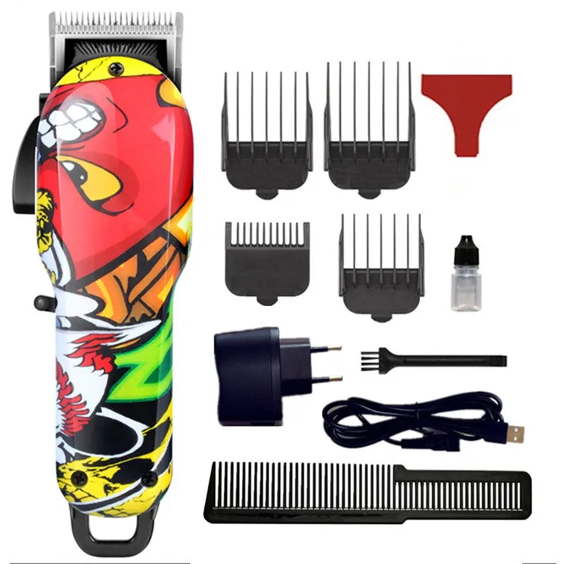 Граффити масляная голова градиентная резьба машинка для стрижки волос перезаряжаемые машинки для стрижки Электрический фейдер лысый толчок белые ножницы для волос