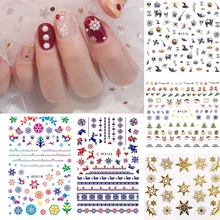 3D-Наклейки для ногтей на Рождество или Хэллоуин с рисунком рождественской елки снег ногтей водяные наклейки для ногтей искусство переводные наклейки для ногтей украшения «сделай сам»