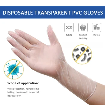 

50pcs Universal Disposable PVC Gloves Anti-static Gloves Food Cleaning Cooking Beauty Car Repair Working Protective Accessories