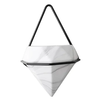 

S/M/L Marble Pattern Wall-Mounted Flower Pot Without Punching Hanging Simulation Vegetable Dried Flower Pot Ceramic TB Sale