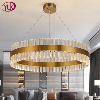 

Modern led chandeliers in the living room ring crystal chandelier for dining room hanging circle cristal lamps gold-bronze light