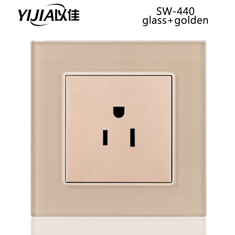 YIJIA американский стандарт 86*86 мм/146*86 мм 15A розетка 86/146 Тип 110-250 В розетки pc/нержавеющая сталь/стеклянная панель розетка домашняя работа