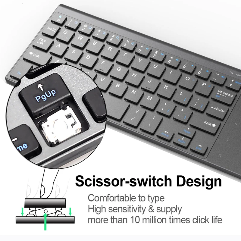 Jelly Comb 2.4G Wireless Keyboard with Number Touchpad Mouse Thin