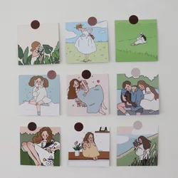 Petite carte de dessin animé pour fille, décoration murale étanche, Photo, jolie petite fille, carte postale, Double face, papeterie décorative 
