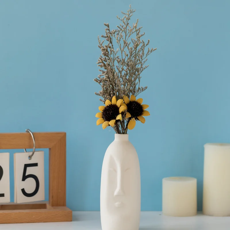INS Nordic Decor Rustic Home Decor Face Shape Ceramic Flower Vase Decoration Home Decoration Modern Room Decoration For Home 6