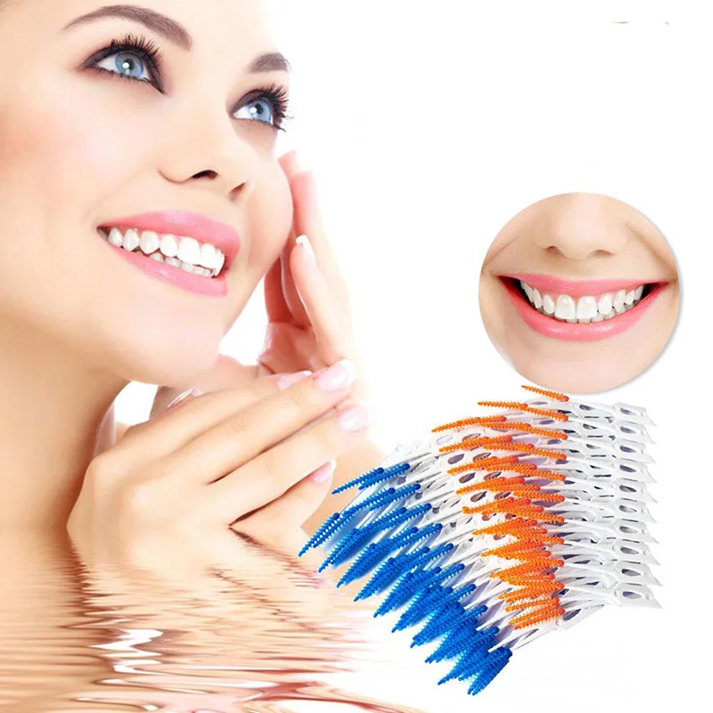 Hot Sale Soft Plastic Dental Flosser Pick Tooth Clean Tool Massage Gums Brush Massage Toothpick Toothbrush Floss 80Pcs