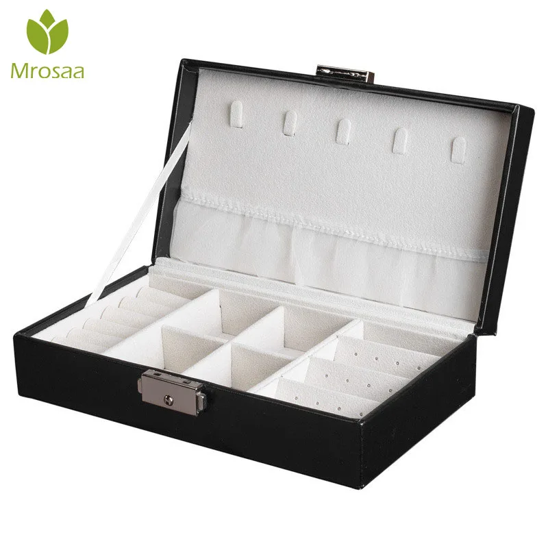 

New Exquisite Travel Jewelry Box Women Leather Rectangle Packaging Necklace Rings Earrings Storage Organizer Display Gift Boxes