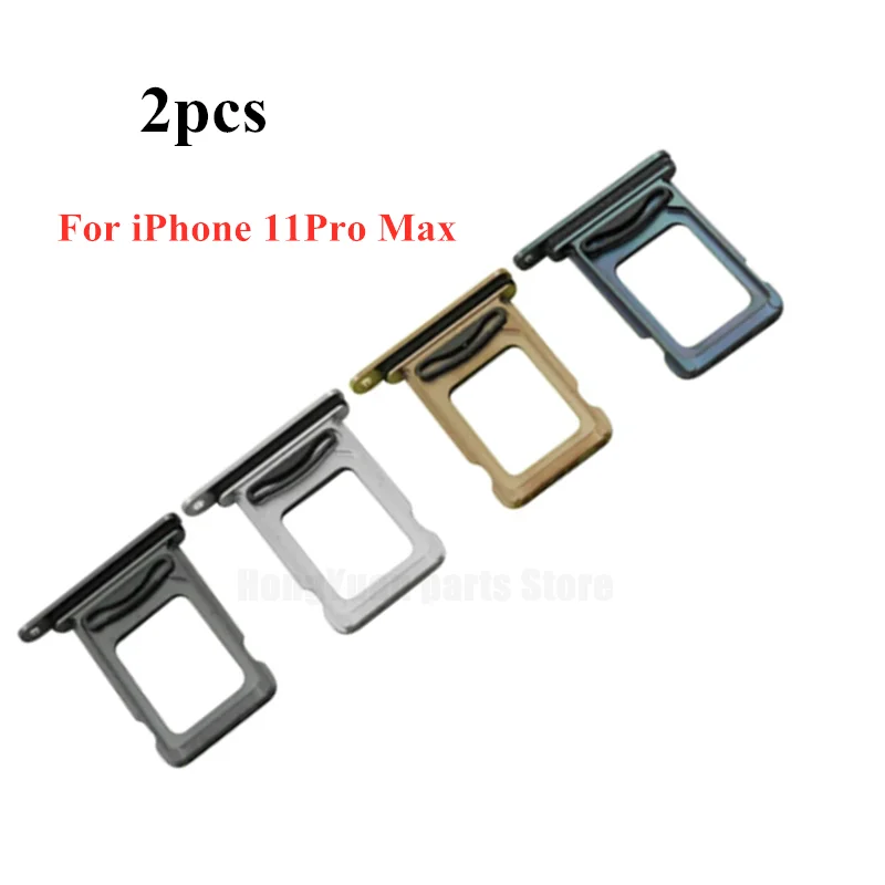 2pcs Dual Single SIM Card Tray Holder For iPhone 11 11Pro Max SIM Card Slot Reader Socket Adapter With Waterproof Rubber Ring 2pcs sim card holder tray slot for iphone x xr xs max replacement part sim card card holder adapter socket apple