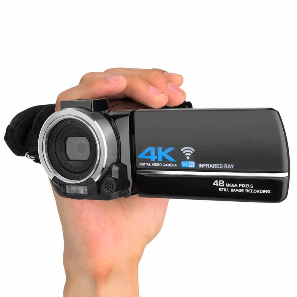 DV-FR485 3 дюймов Мини Портативная HD Цифровая видеокамера ips экран 4K 48MP камера 16X зум Wifi Пульт дистанционного управления Поддержка распознавания лица