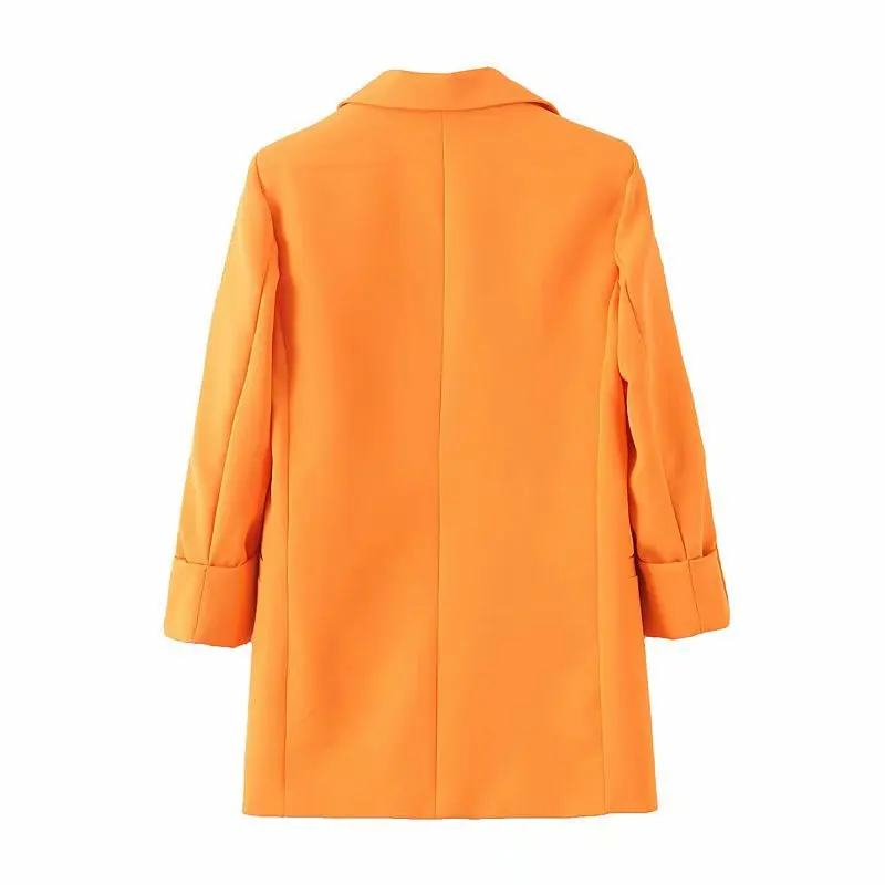 

Casual Two-Piece Set Solid Color Loose-Fit Three-quarter-length Sleeve Mid-length Jacket + High-waisted Straight-Leg Trousers Ca