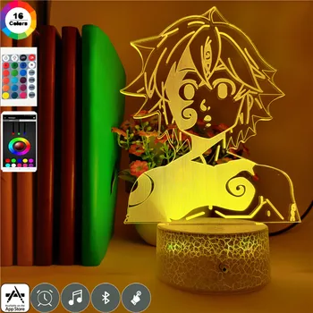 

The Seven Deadly Sins Meliodas Anime Night Light for Children Suprise Gifts Event Prize 3d Led 7 Colors Clock Base Table Lamp