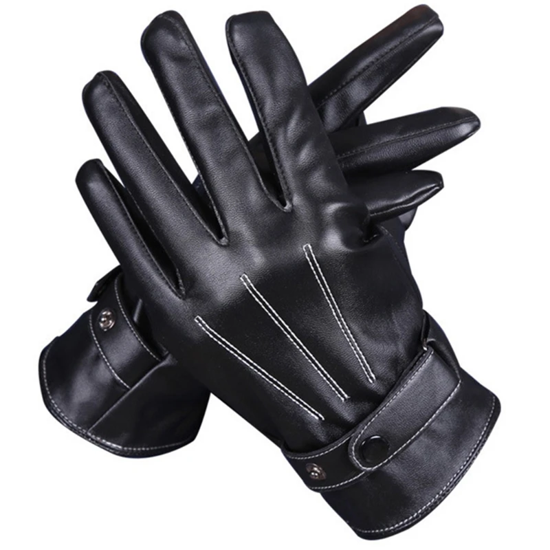 

094B Driving Full Finger Gloves Leather Touchscreen Gloves Fleece Lining Warm Gloves Winter Warm Gloves for Driving Riding