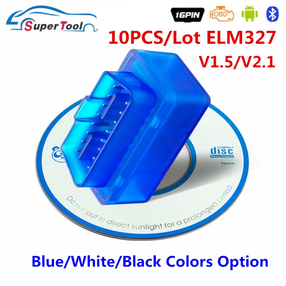 10pcs/lot Obd2 Cканер Elm 327 Bluetooth V2.1 Obd 2 Elm327 Bluetooth