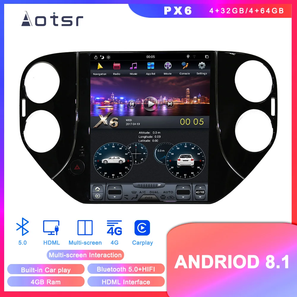 Sale Tesla Style Android 8.1 GPS Navigation DVD Player For Volkswagen Tiguan 2010+ Car Auto Radio Stereo Multimedia Head Unit Player 2