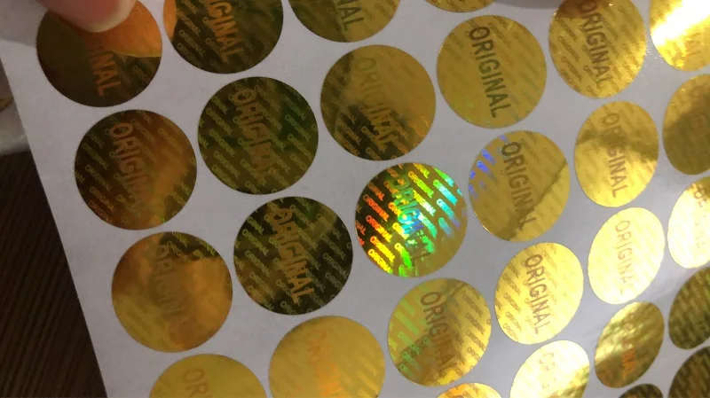 1000pc 15mm round silver gold Hologram Sticker Round Original label Waterproof Self-adhesive Stickers