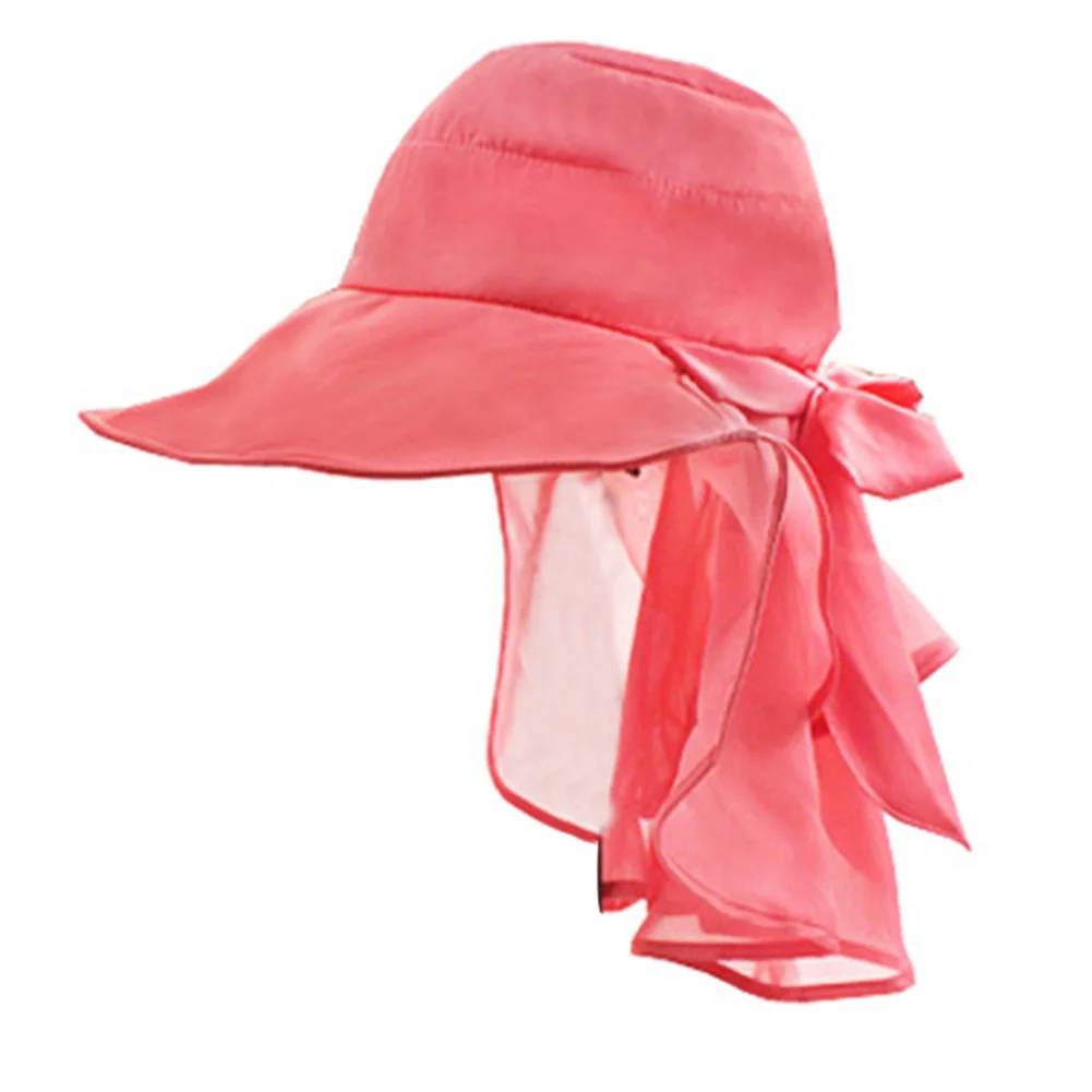 Womens Foldable Flap Cover UPF UV Protective Wide Brim Bucket Solid Color Fashion Bow Sun Hat Summer for women K2 - Цвет: Оранжевый