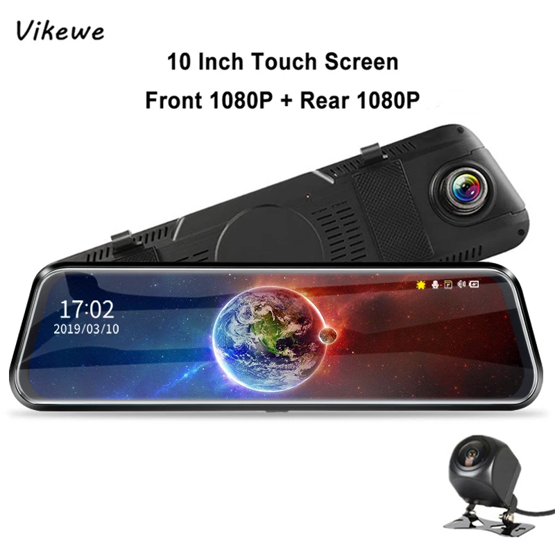 Зеркало Vikewe 10 дюймов FHD 1080P Автомобильный видеорегистратор Потоковое мультимедиа