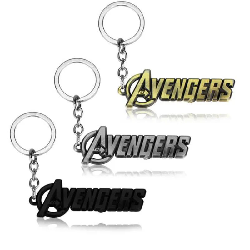 

20pcs/lot Fashion Jewelry Movie Marvel's The Avengers Keychains Letters With Back Logo Hero Key Ring Alloy For Men Decoration