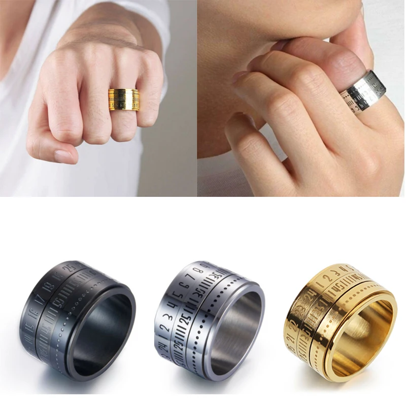

Retro Wide Rotatable Number Clock Time Best Color Steel Band Ring
