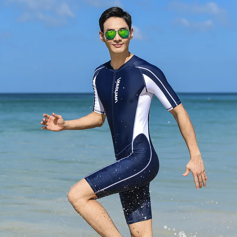 Мужской Цельный купальник с коротким рукавом с пятью точками для плавания Спортивная одежда для серфинга солнцезащитный крем для взрослых профессиональная тренировка