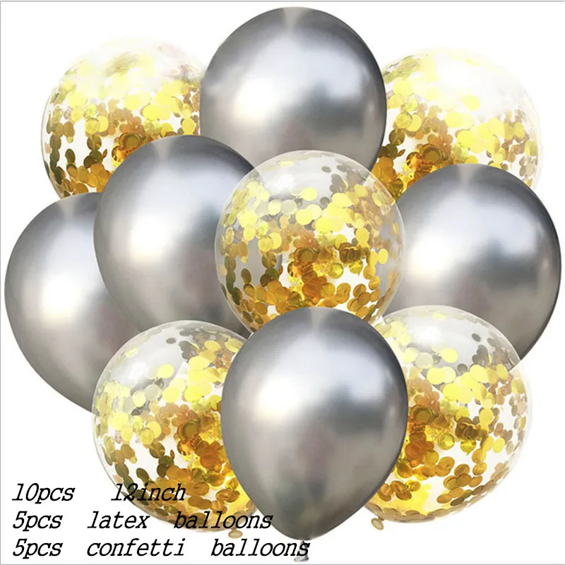 10 шт. 12 дюймов металлический цветной латексный шар конфетти надувной воздушный шар для дня рождения свадьбы Поставки гарантия качества - Цвет: Темно-серый