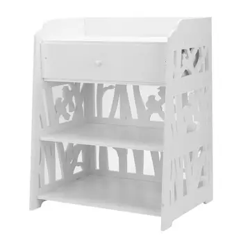 

Wood Bedside Table Modern Nightstand Wooden Bedside Cabinet Small Bedroom Furniture Home Magazine Drawers Storage Rack White