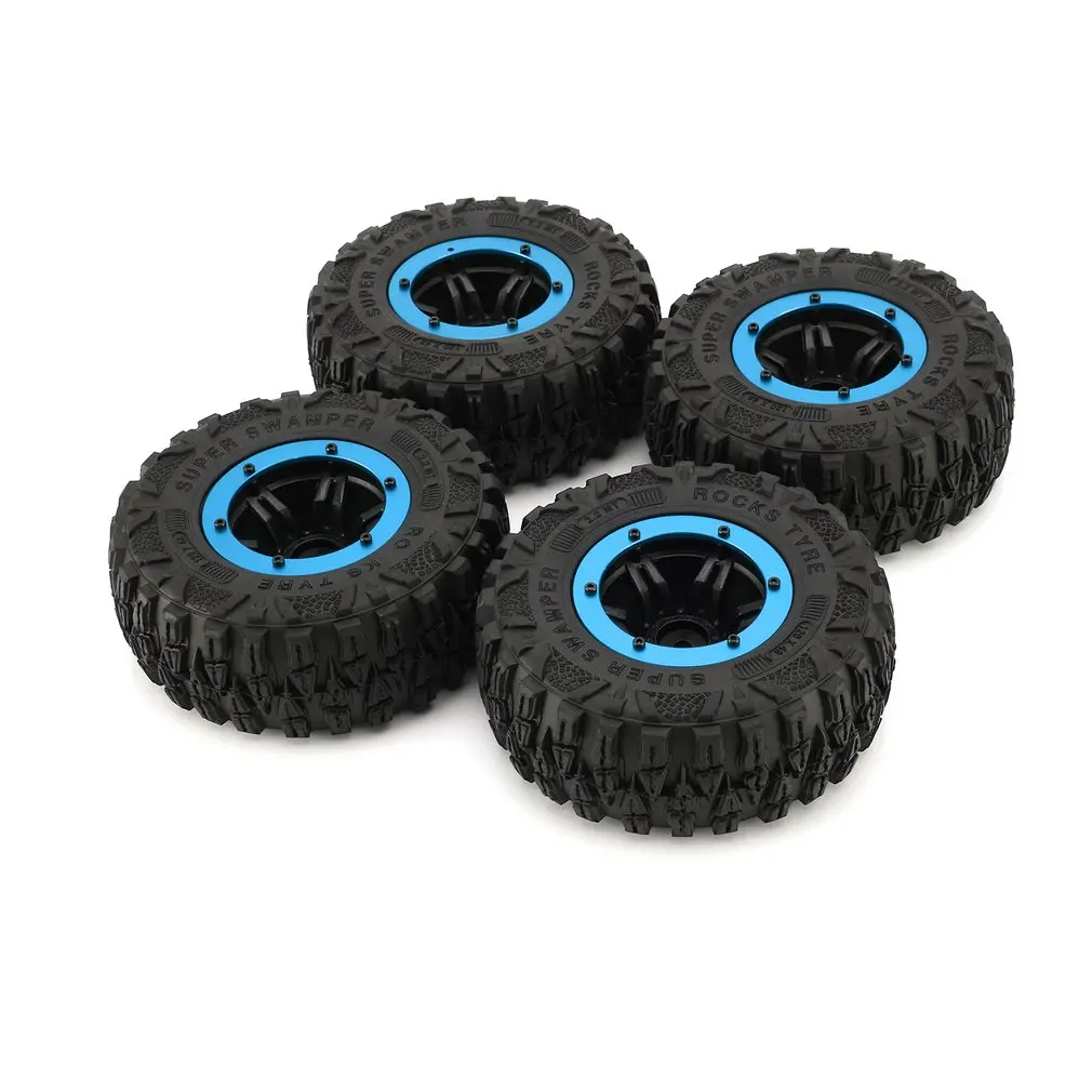 

4PCS RC 2.2in Climbing Rubber Tires Rock Crawler Wheel Tires Car Auto Set with Wheel Rim Beadlock for RC 1/10 Car