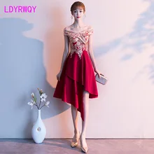 2019 new autumn and winter word shoulder red dress female Knee-Length  Regular  Natural  Sleeveless  Office Lady