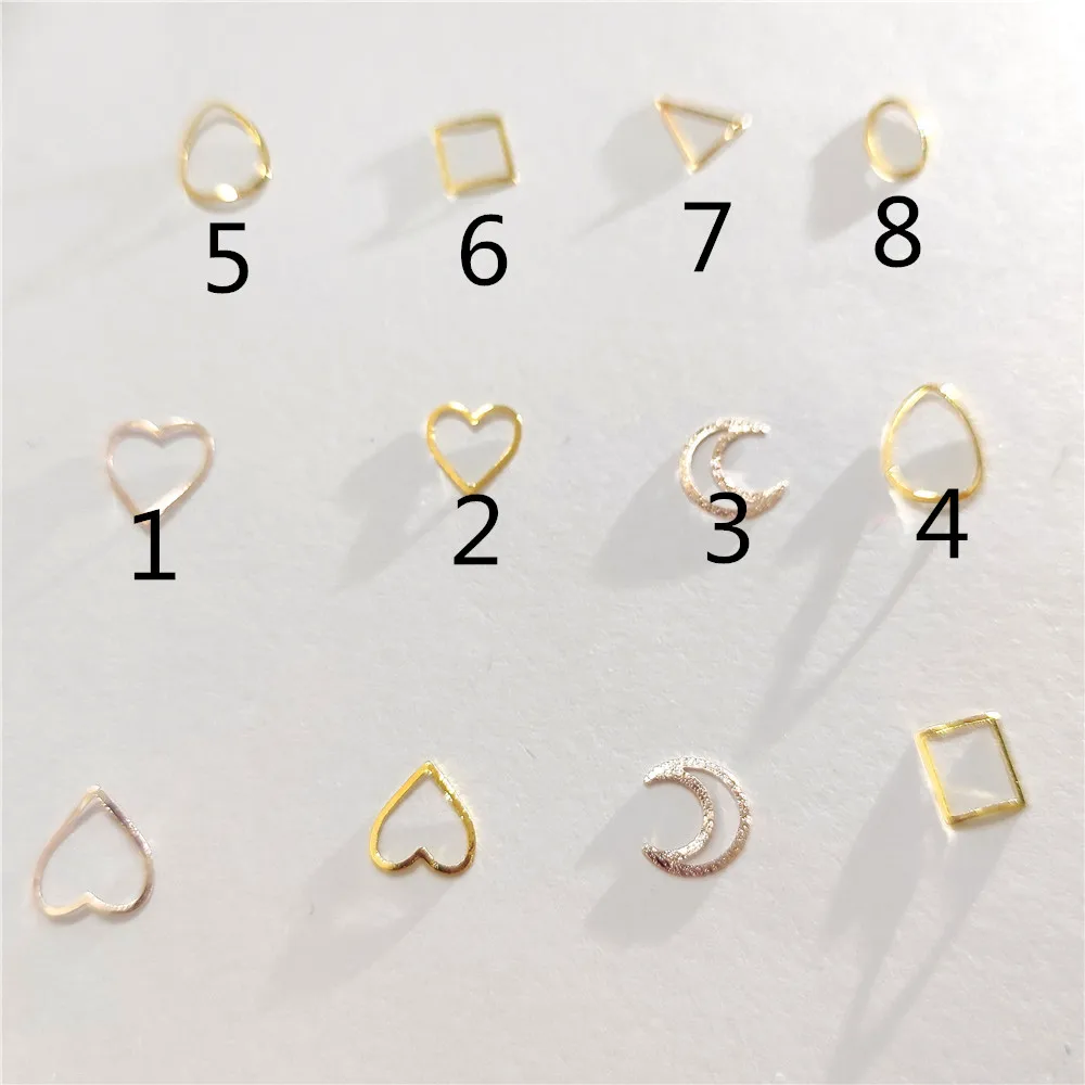 

100Pcs Nail Art Decorations Stickers 3D Heart Metal Rivet Gold Sticker Studs Steampunk Manicure Accessories Hybrid Decal Set