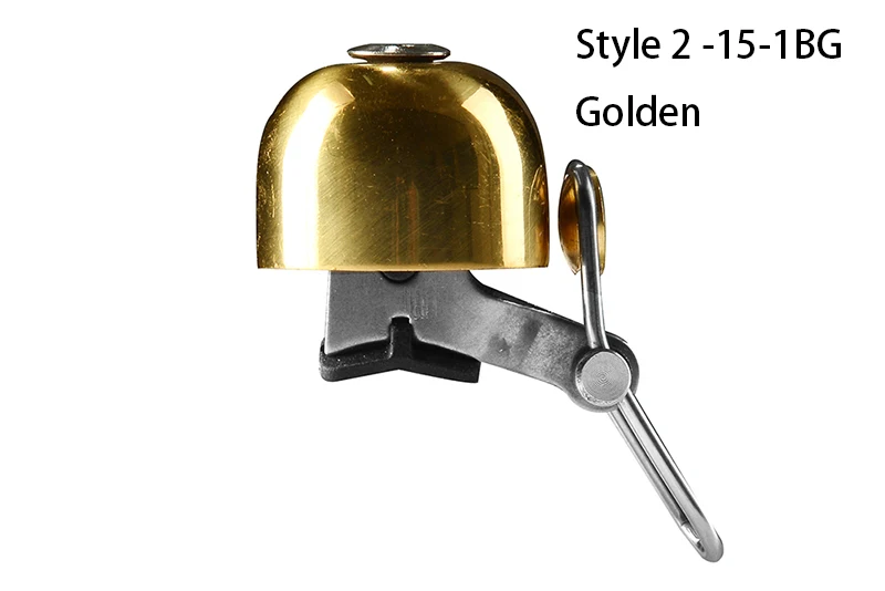 Style 2 Golden ROCKBROS 4 Style Classical Bicycle Handlebar Bell Cycling Safety Metal Ring Loud Sound MTB Road Bike Ring Horn Handlebar Bells - Color: Style 2 Golden
