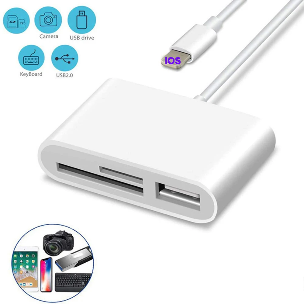 Многофункциональный SD TF карта IOS для Iphone Ipad светильник-ning OTG конвертер камера адаптер кард-ридер