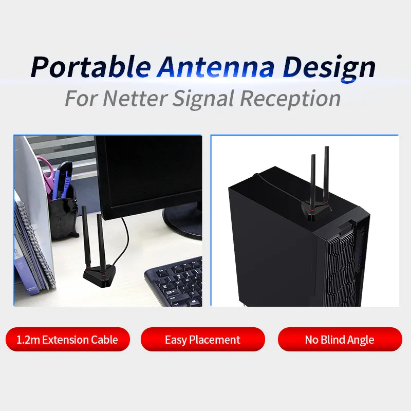 Conjunto de Antenas Externas Dual Band Adaptador Pcie Alto Ganho 2.4g 5ghz 6dbi Intel Ax210 Ax200 9260ngw Cartão Wifi Desktop - Imagem 5