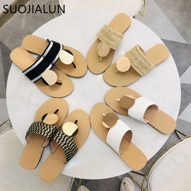 SUOJIALUN Women Summer Beach Slipper 