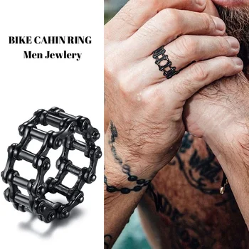 

MEN RING PUNK STYLE STAINLESS STEEL MOTORCYCLE BIKE BICYCLE CHAIN BAND