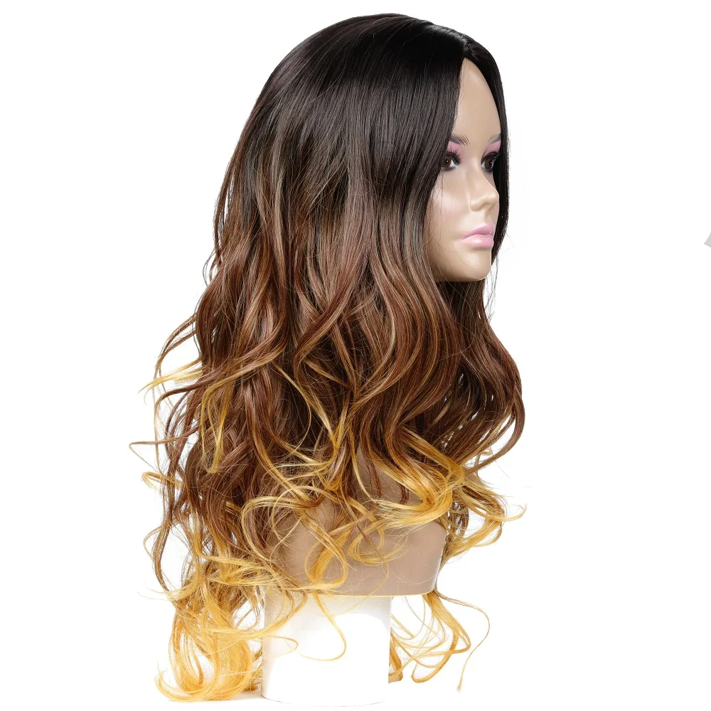 Onda do Corpo Peruca de Cabelo Resistente ao Calor Sintética para Branco Ombre Romance Gluless Peruca Preto Estilo Feminino Vintage Natural Falso Cabelo - 4 cabelo gluless resistente ao calor peruca sintética