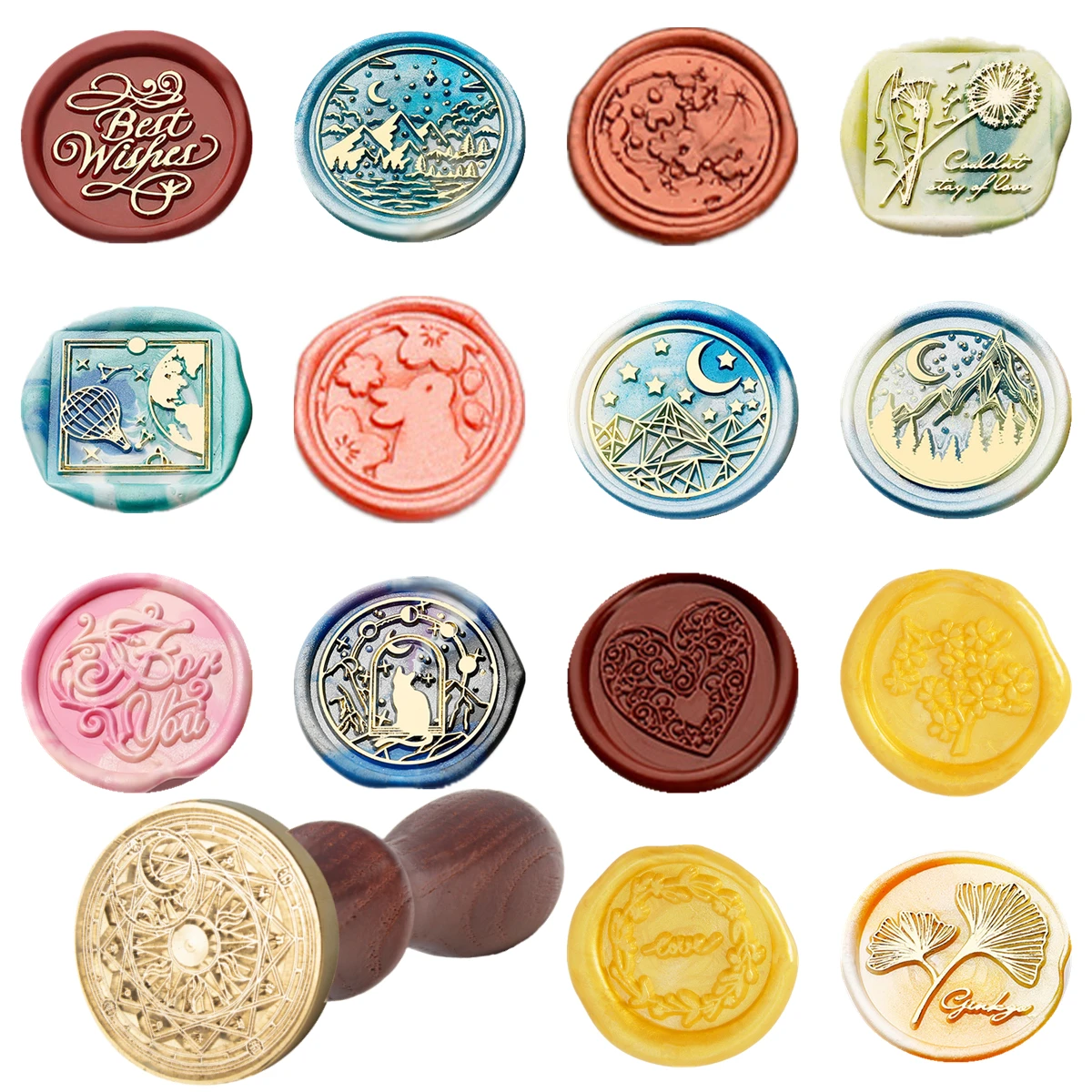 25MM/30MM Retro Flower Animals Mountain River Wax Seal Sealing Stamp Head For Scrapbooking Envelopes Wedding Invitations Handle mini clear stamps